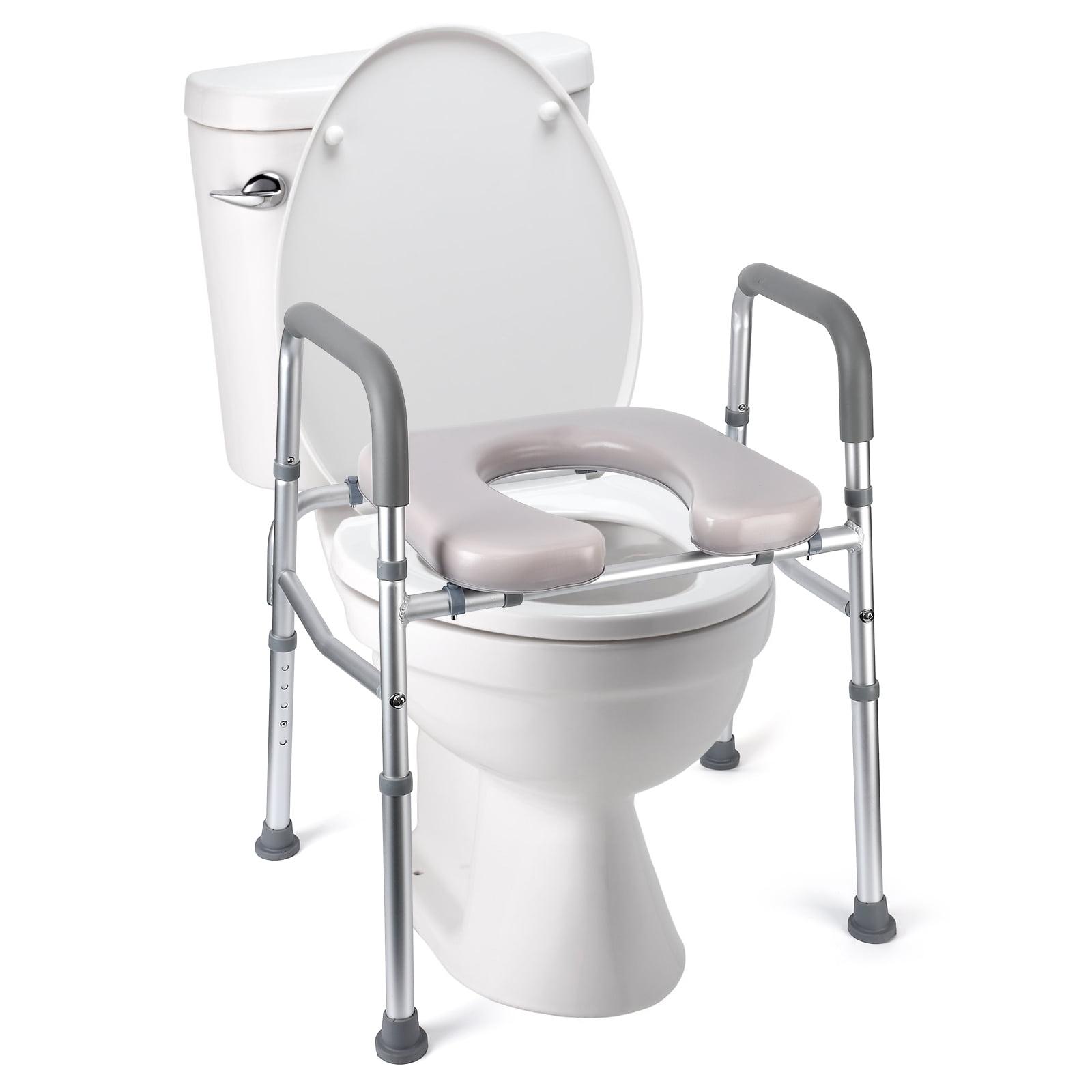 Towallmark Raised Toilet Seat, 350LB Stand Alone Homecare Commode Bathroom Assist Frame for Elderly, Handicapped, Disabled, Adjustable Height, Padded Seat