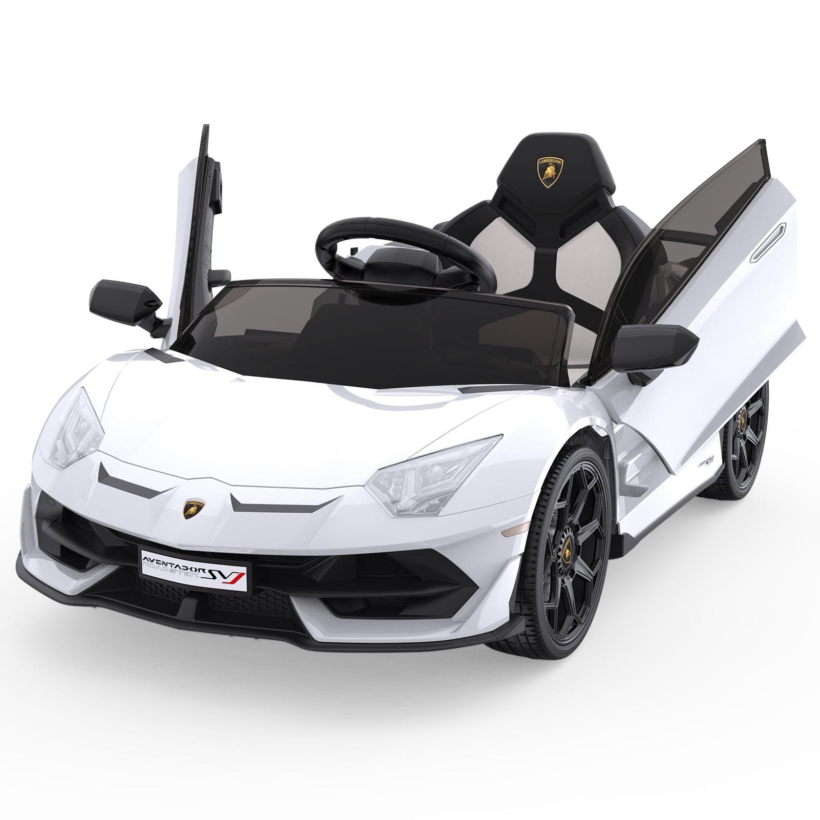 White 12V Lamborghini Ride-On Sports Car with LED Headlights