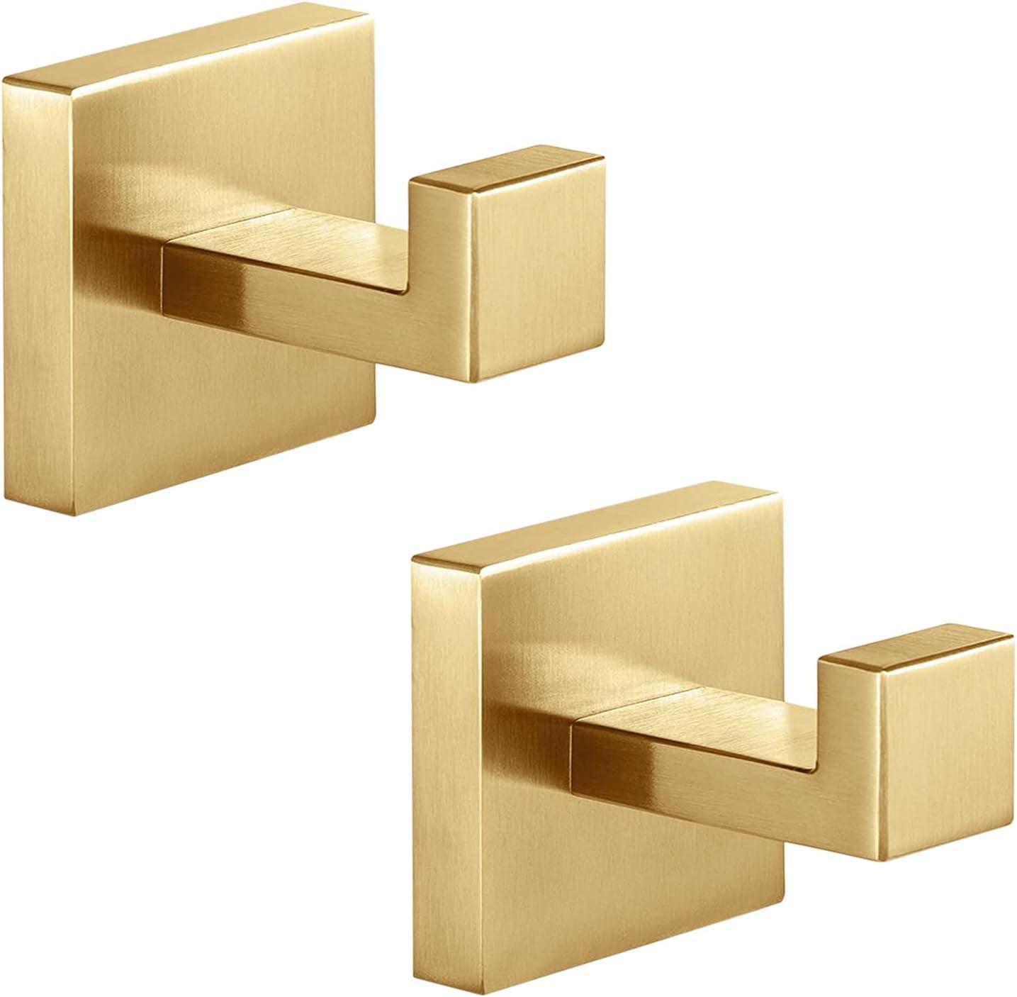 Brushed Gold Stainless Steel Wall Mounted J-Hook Set