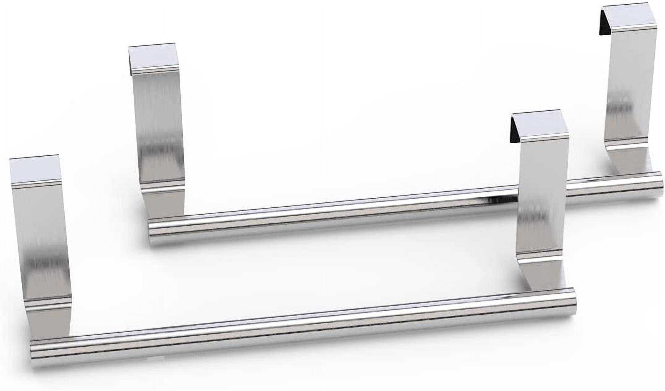 Brushed Stainless Steel Over the Door Towel Holder Set