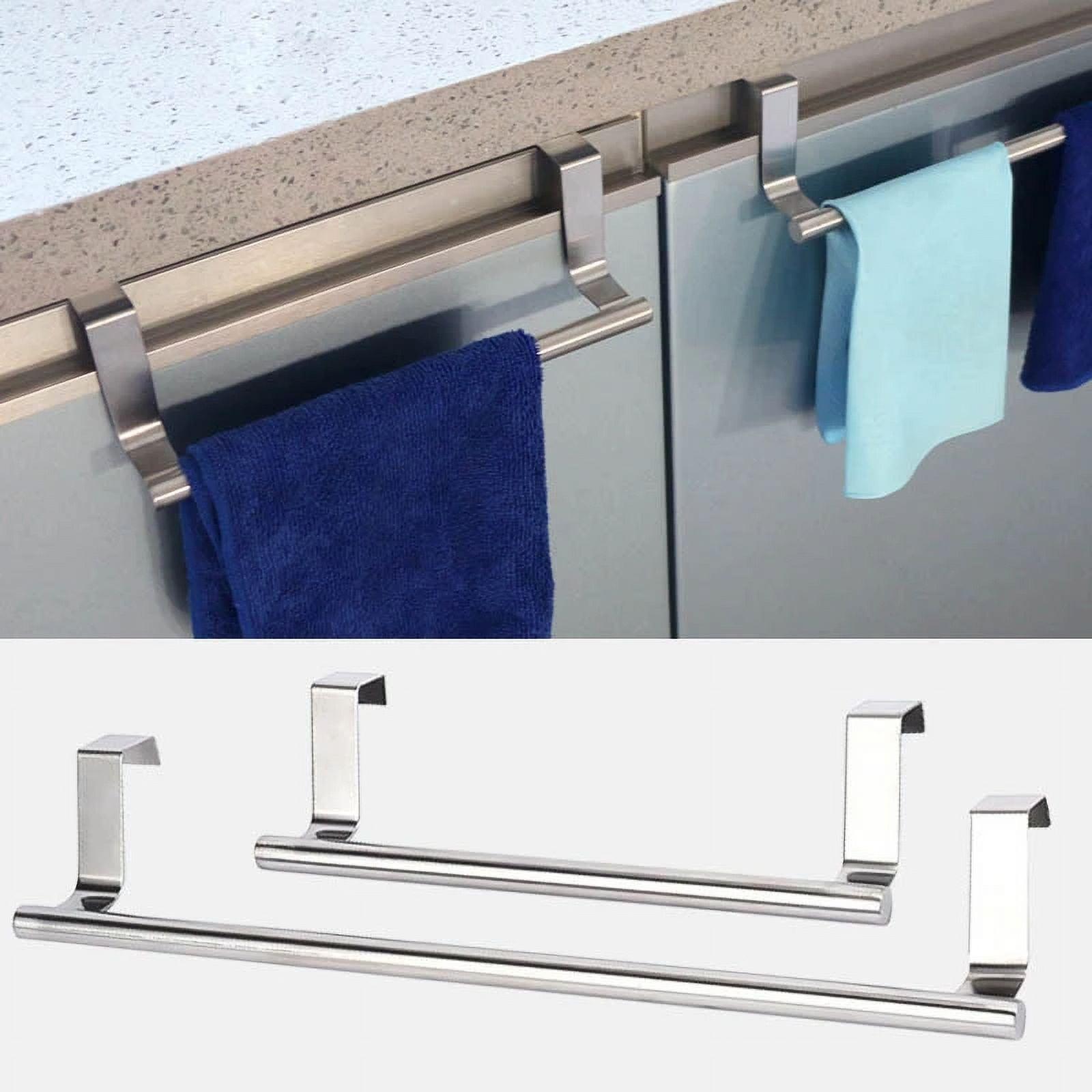 Brushed Stainless Steel Over the Door Towel Holder Set