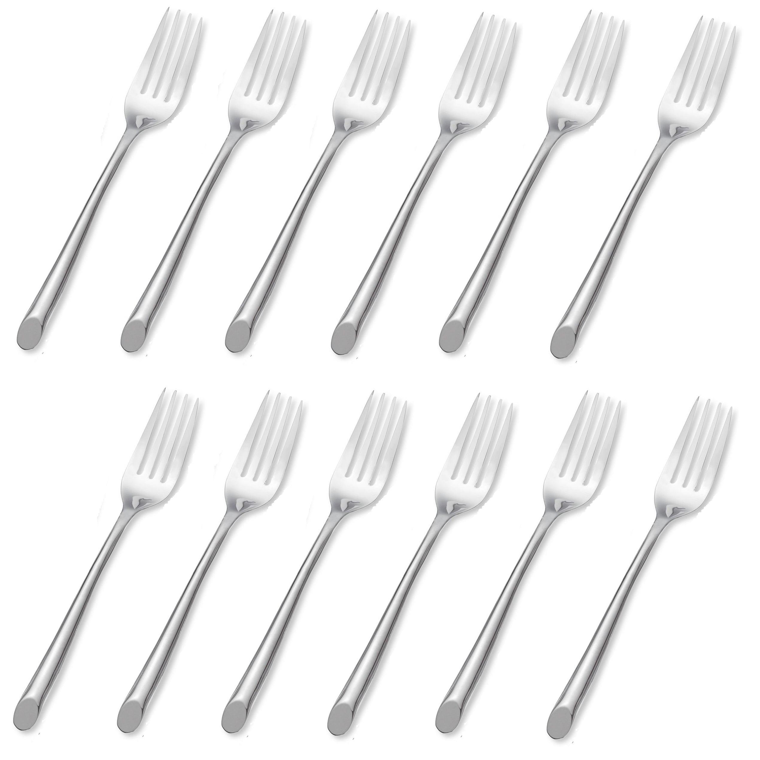 Wave Glossy Stainless Steel Dinner Fork Set of Twelve