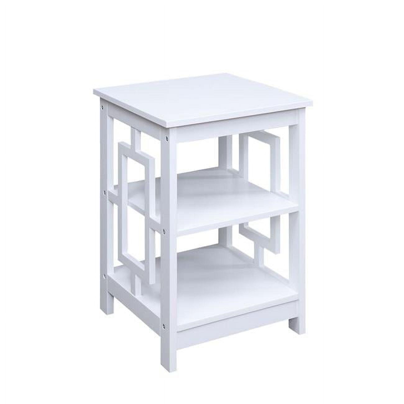 Town Square Asian-Inspired White Wood End Table with Shelves