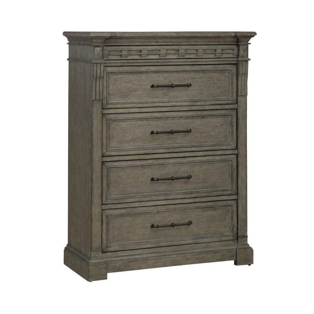 Dusty Taupe Traditional 5-Drawer Chest with Felt Lined Drawer