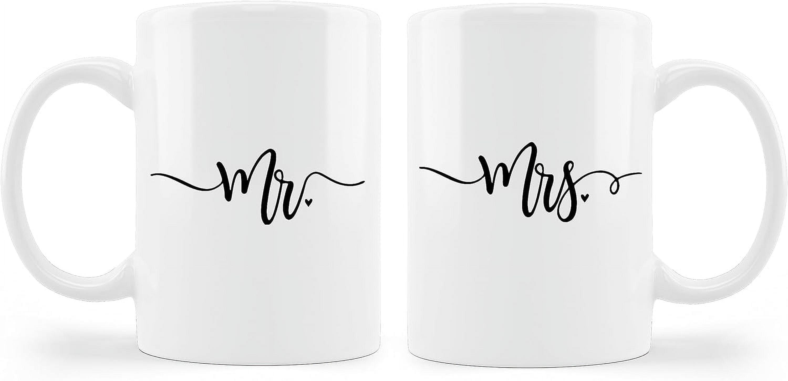 Mr. and Mrs. Black and White Ceramic Coffee Mugs Set