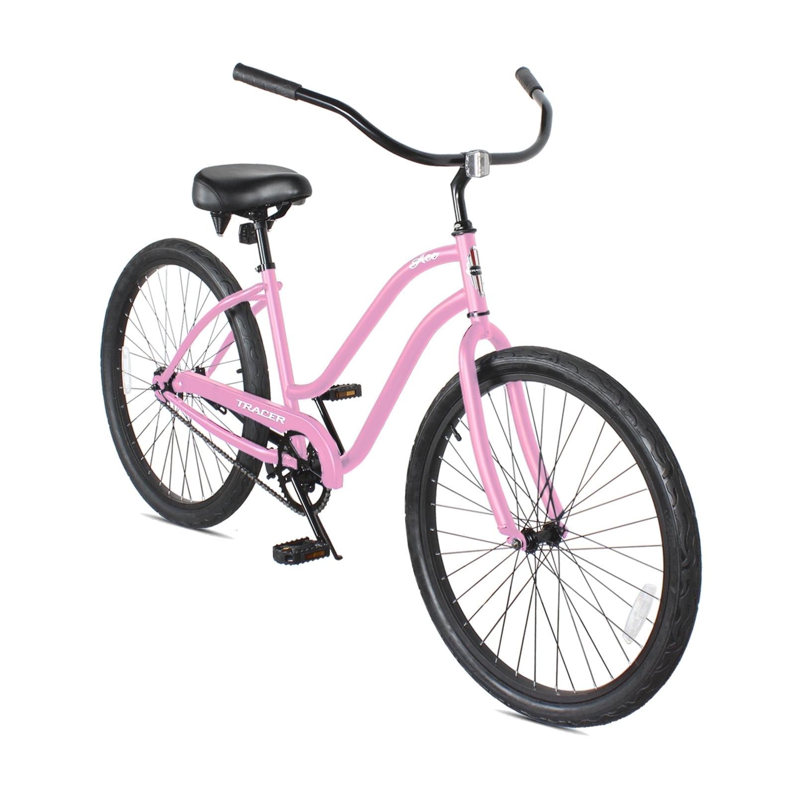 Tracer ACE Bicicleta de Playa de 26 Pulgadas para Mujer, Rosa, Velocidad Nica, Freno de Montaña, Bicicleta Urbana de Cercanías para Adultos
