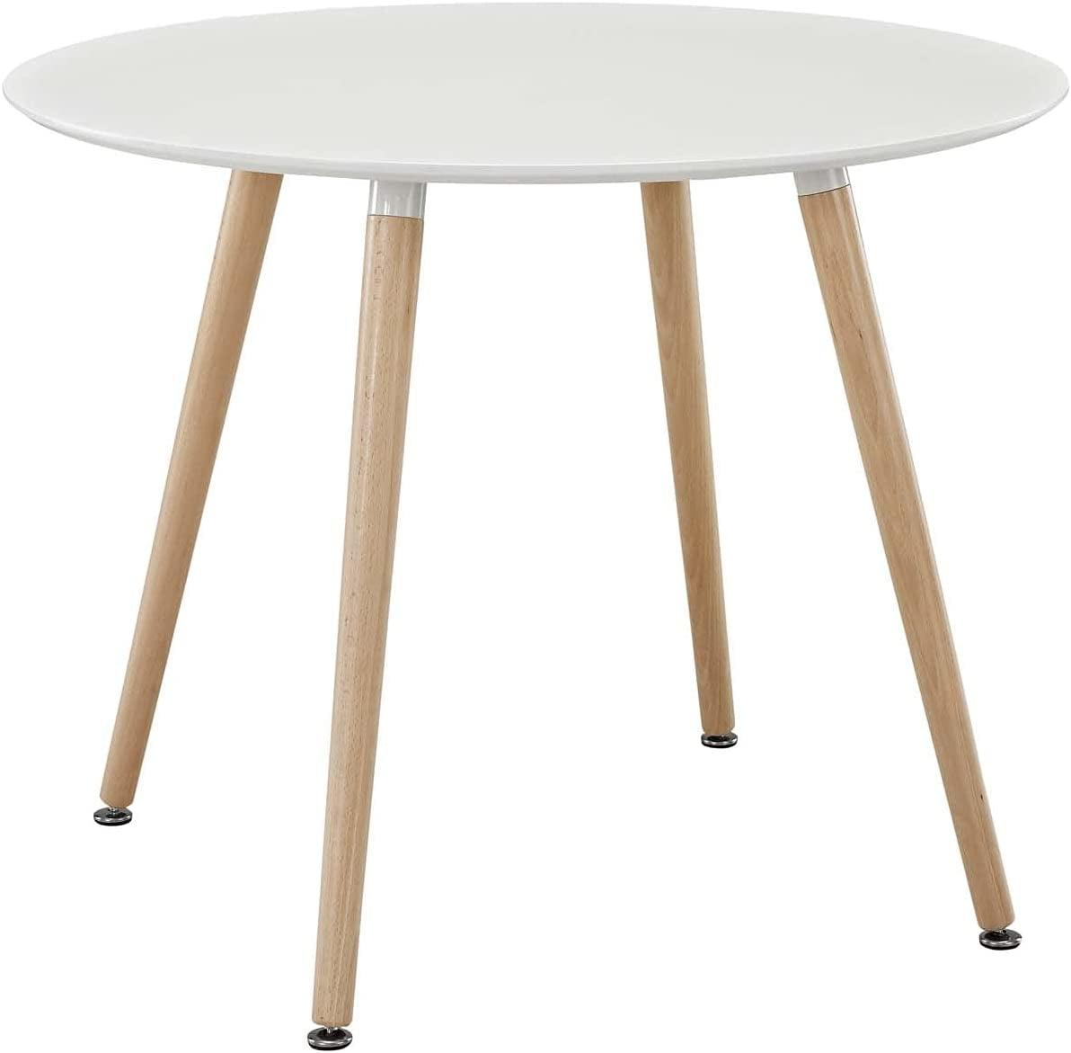 White Round Wood Contemporary Dining Table