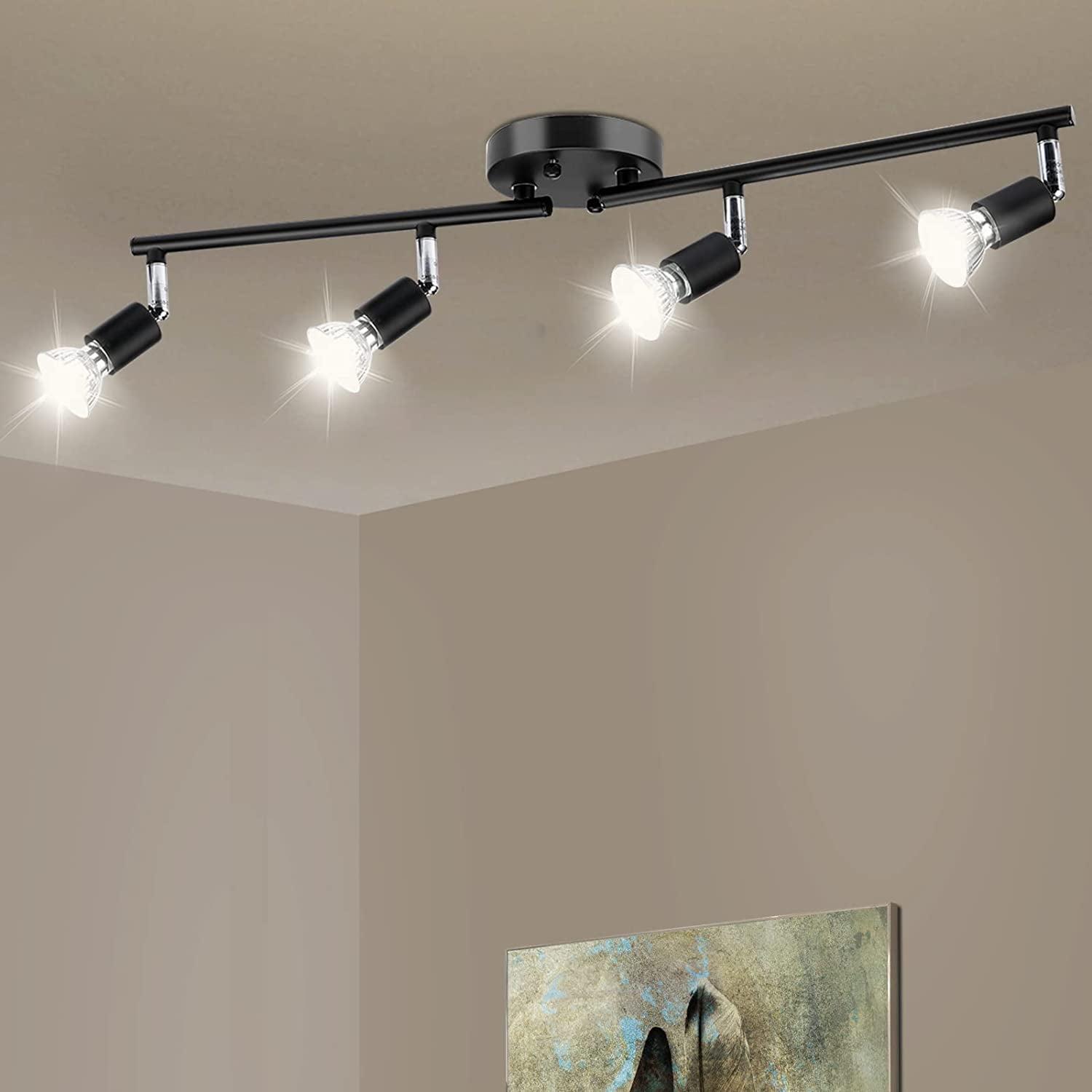 Matte Black 4-Light LED Adjustable Ceiling Track Fixture