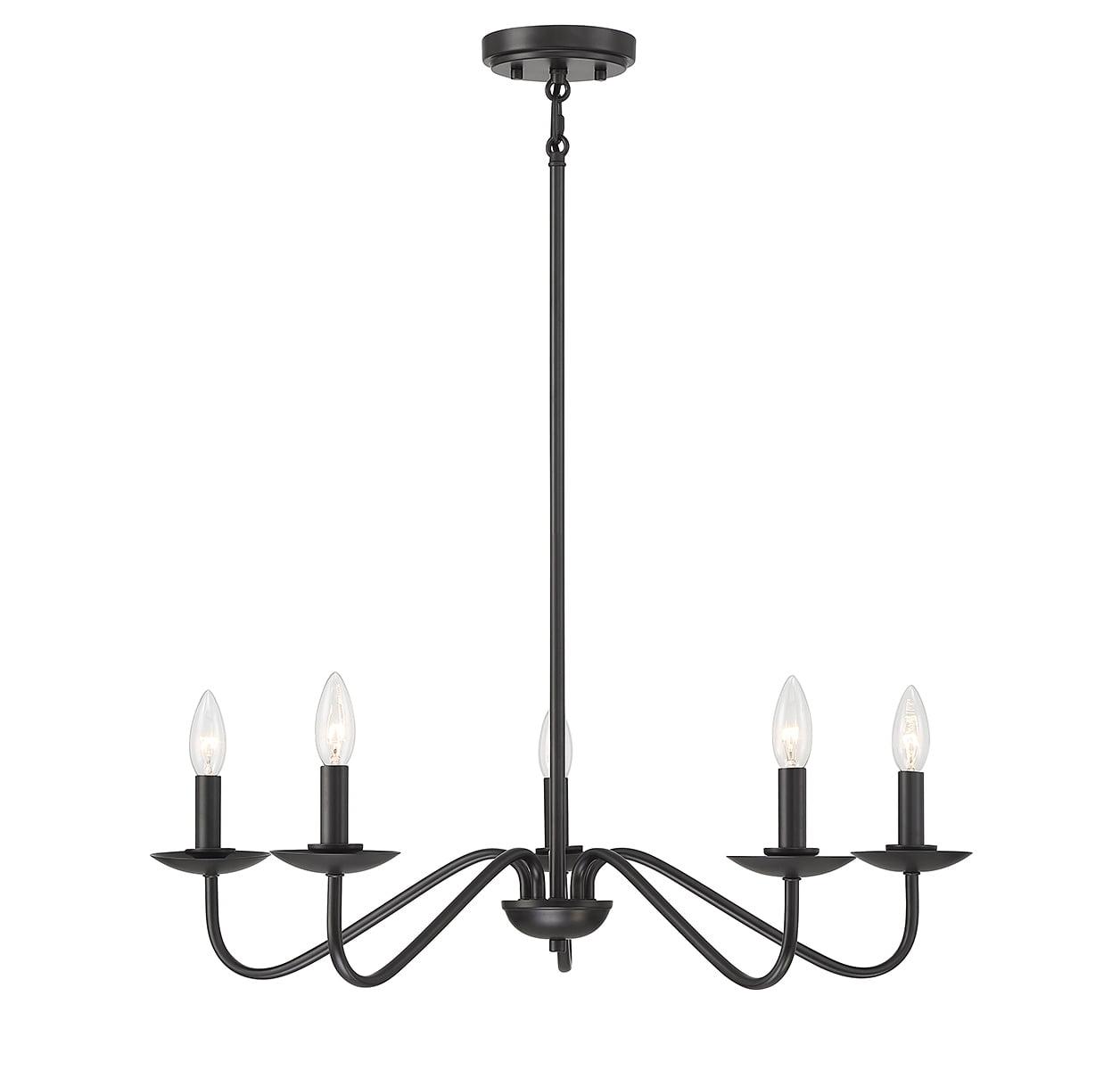 Sleek Matte Black 5-Light Adjustable Chandelier