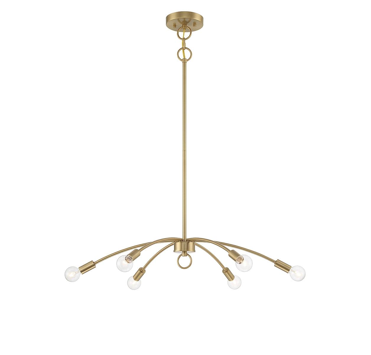 Natural Brass 6-Light Adjustable Chandelier with Loop Details