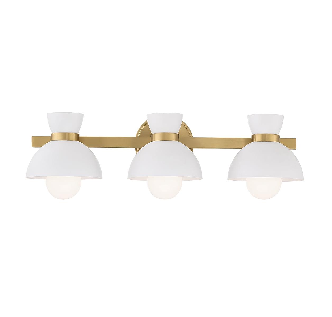 Natural Brass 3-Light Mid-Century Modern Bathroom Vanity Light