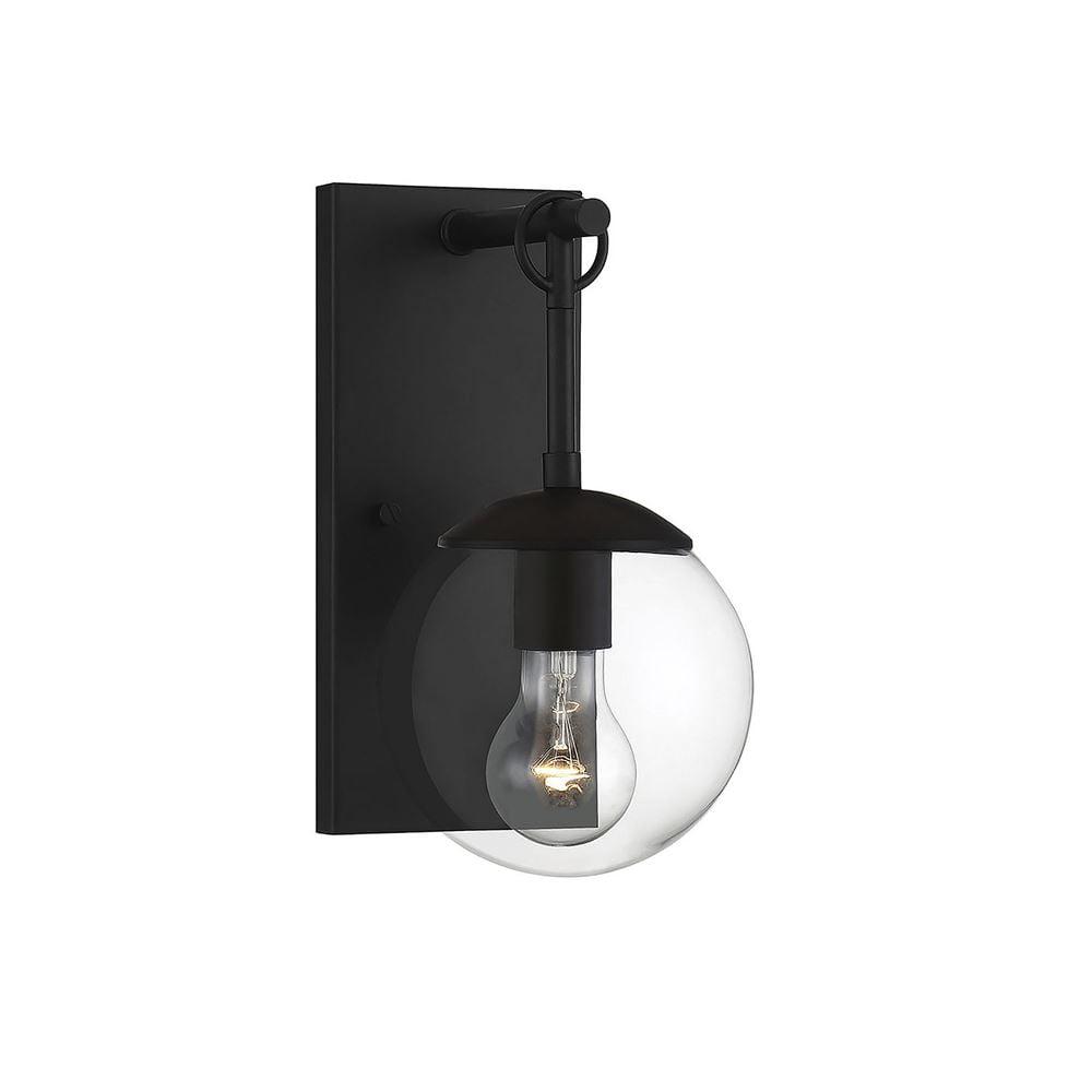 Trade Winds Campana Outdoor Wall Light in Matte Black with Clear Glass