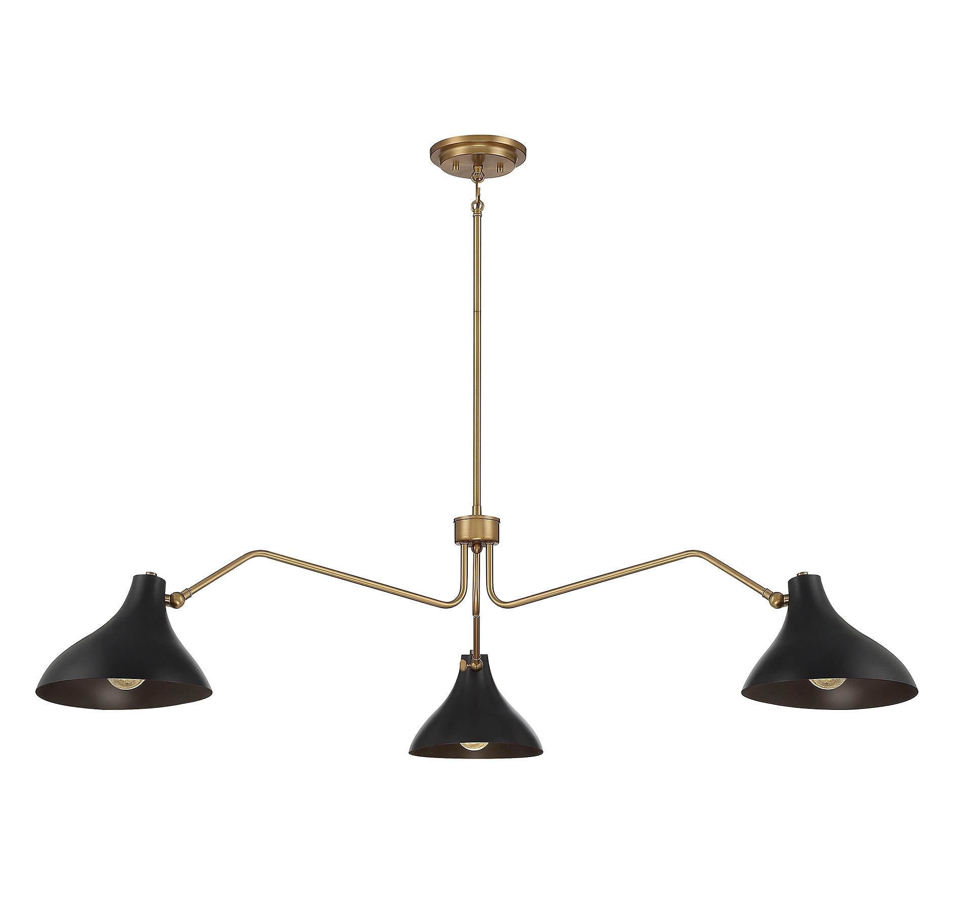 Vintage-Inspired Matte Black and Natural Brass 3-Light Pendant