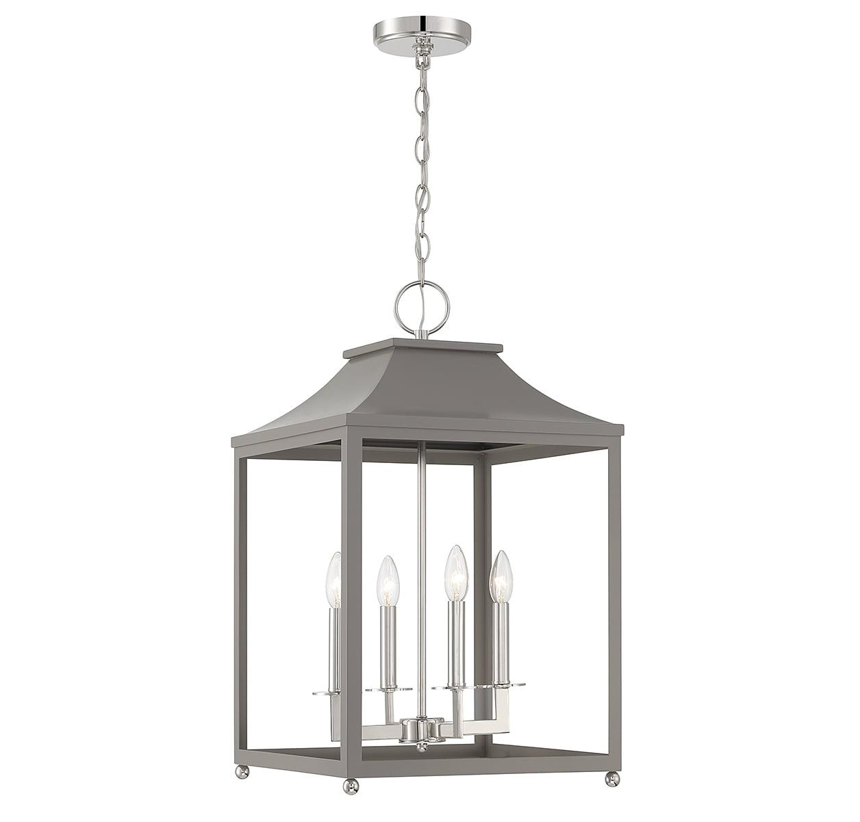 Elegant Meridian 4-Light Gray and Polished Nickel Pendant