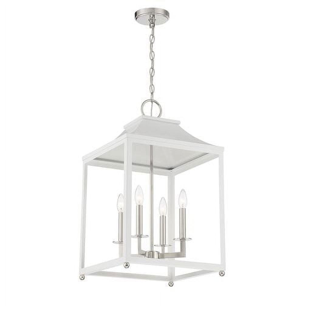 Contemporary 4-Light Pendant in White with Polished Nickel Accents