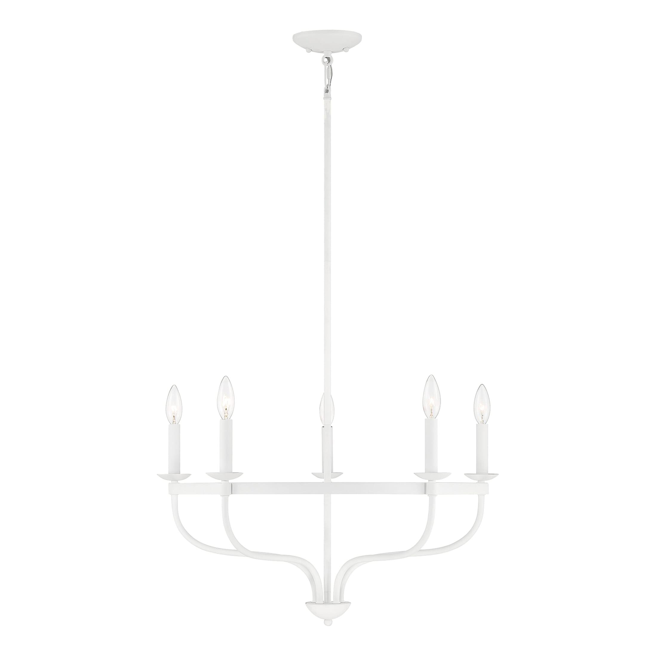 Bisque White 5-Light Rustic Chandelier with Adjustable Height