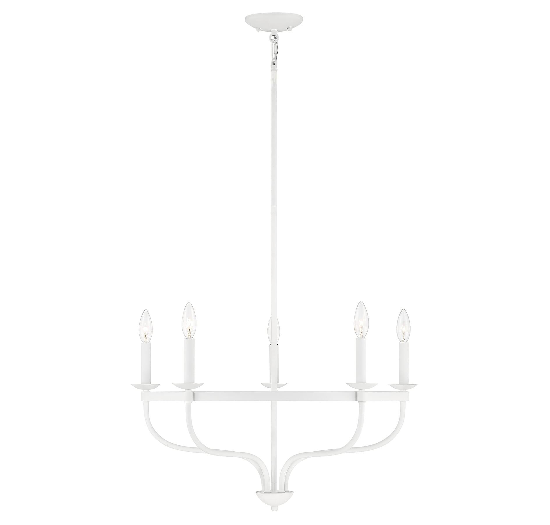 Bisque White 5-Light Rustic Chandelier with Adjustable Height