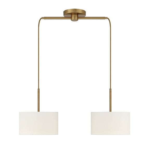Trade Winds Libra 2-Light Linear Chandelier in Natural Brass