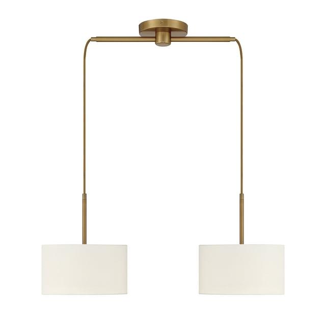 Trade Winds Libra 2-Light Linear Chandelier in Natural Brass