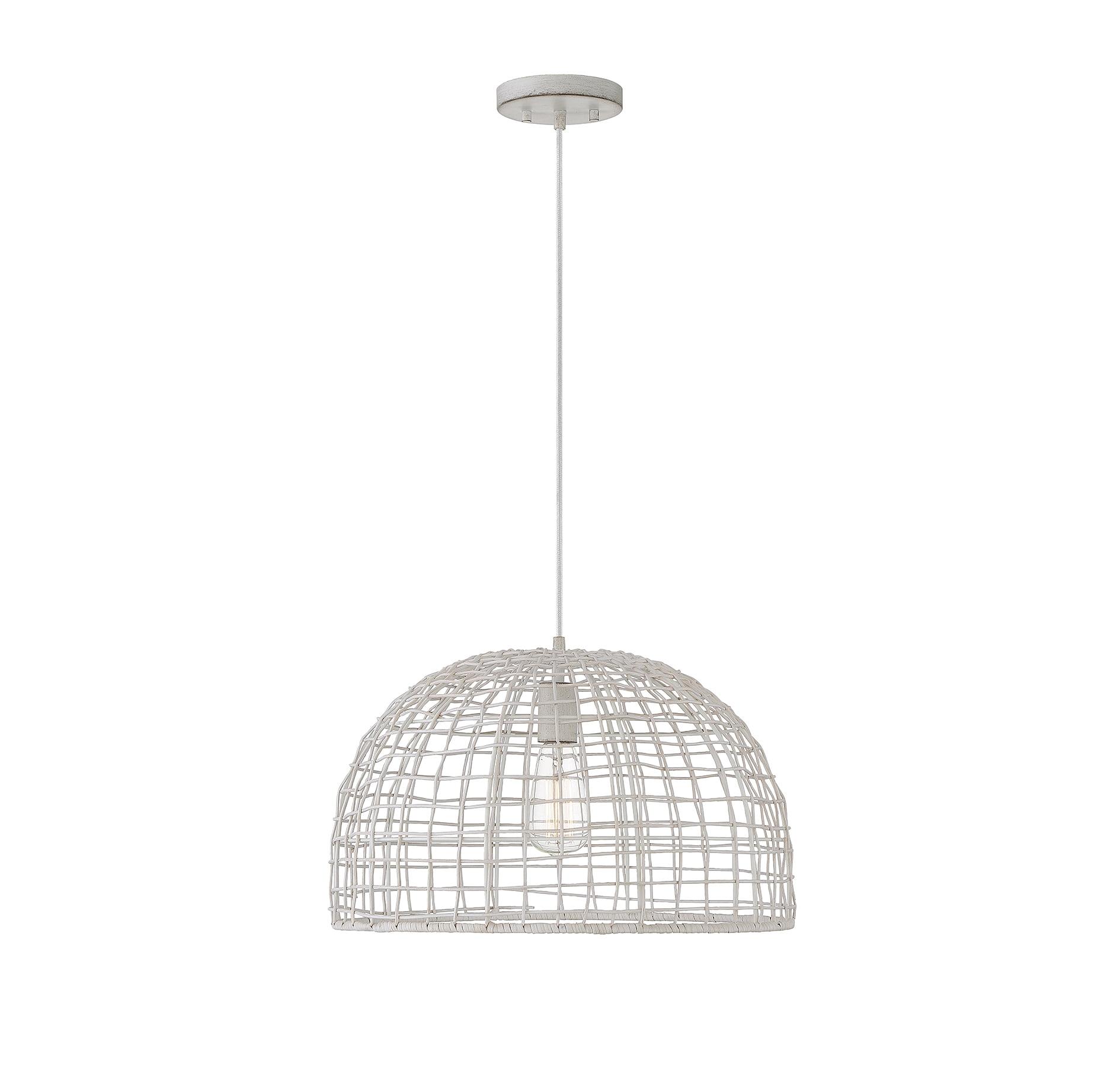 Trade Winds Lighting 1-Light Pendant Light In White Rattan With A White Socket