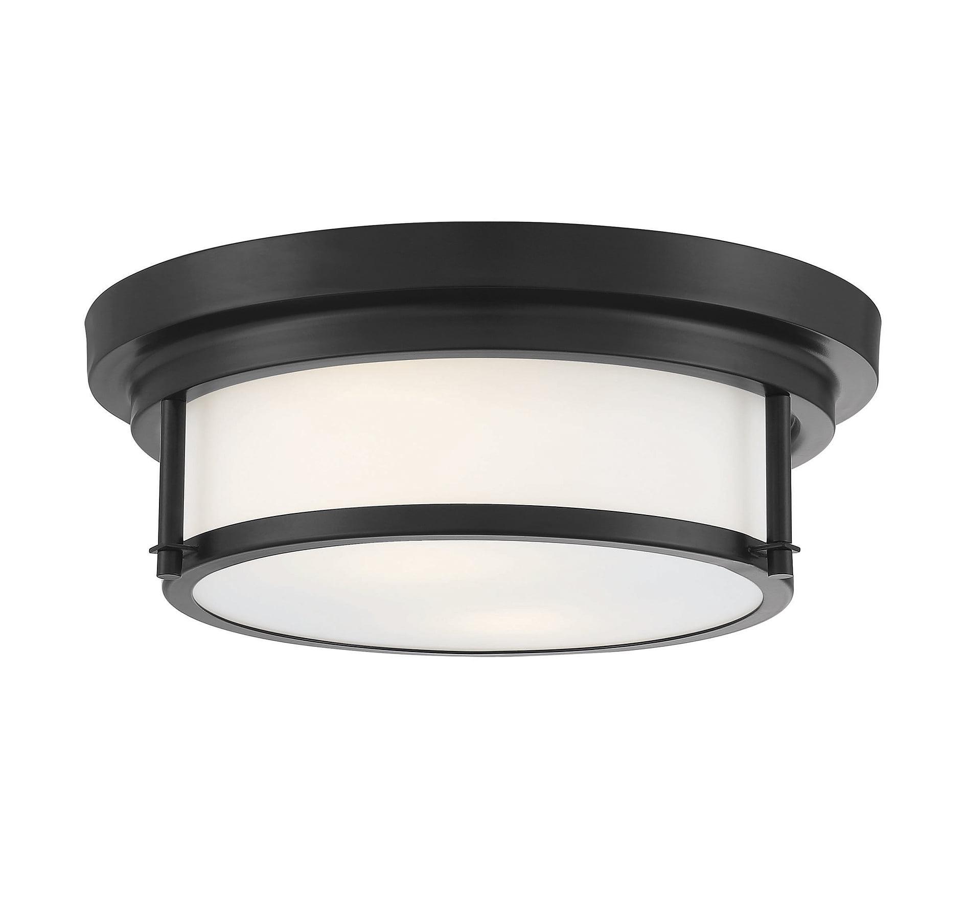 Matte Black Nickel-Accented 2-Light Flush Mount Ceiling Fixture