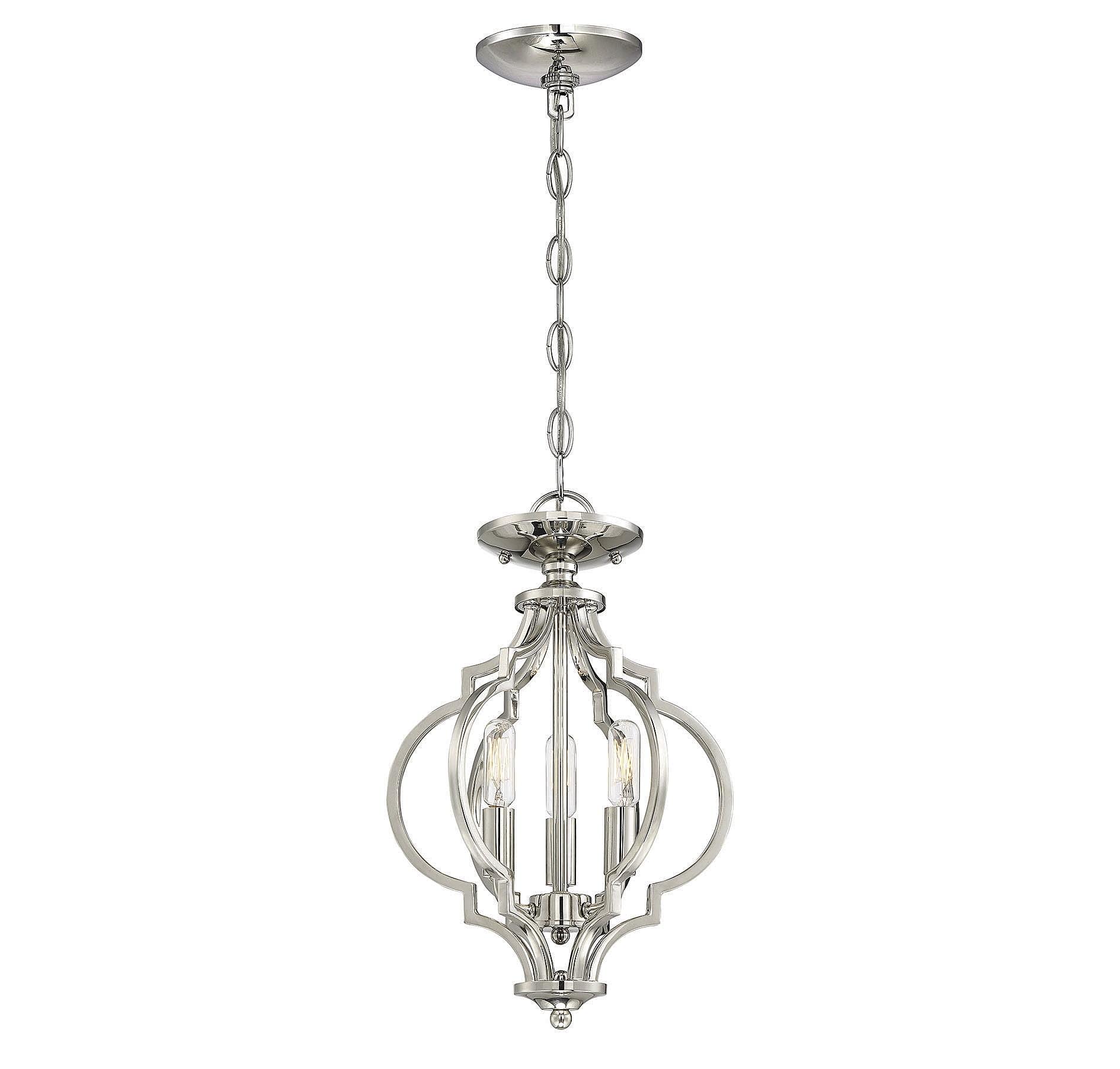 Polished Nickel 16" Farmhouse 3-Light Ceiling Pendant