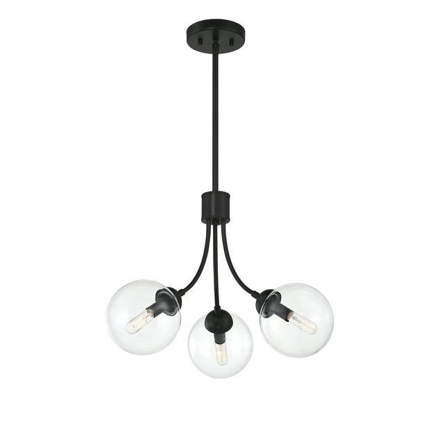 Moonrise 3 Light Metal Dimmable Globe Chandelier