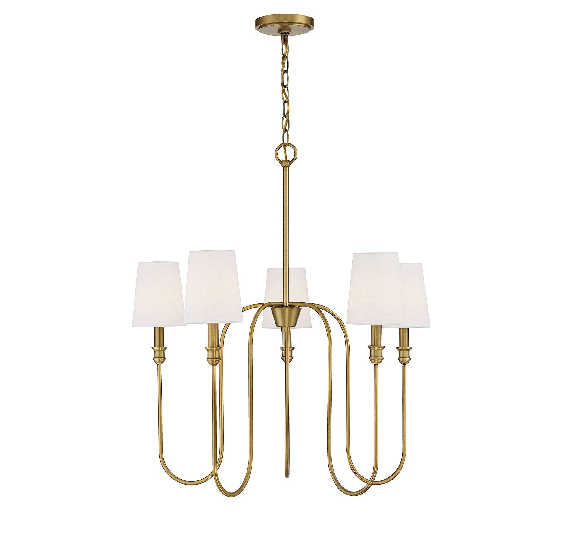 Elegant 5-Light Chandelier in Natural Brass with Adjustable Chain