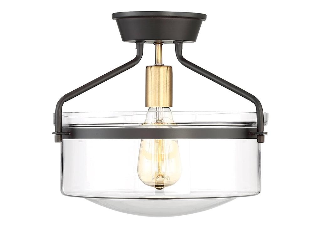 Clear Glass and Bronze Semi-Flush Mount Ceiling Light