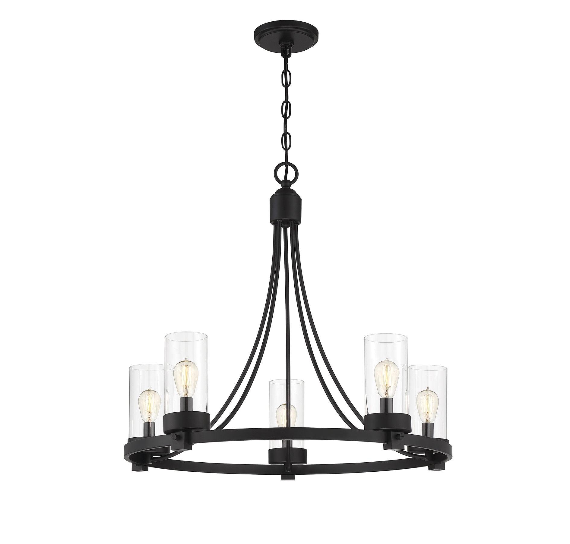 Matte Black Crystal 5-Light Candle Chandelier