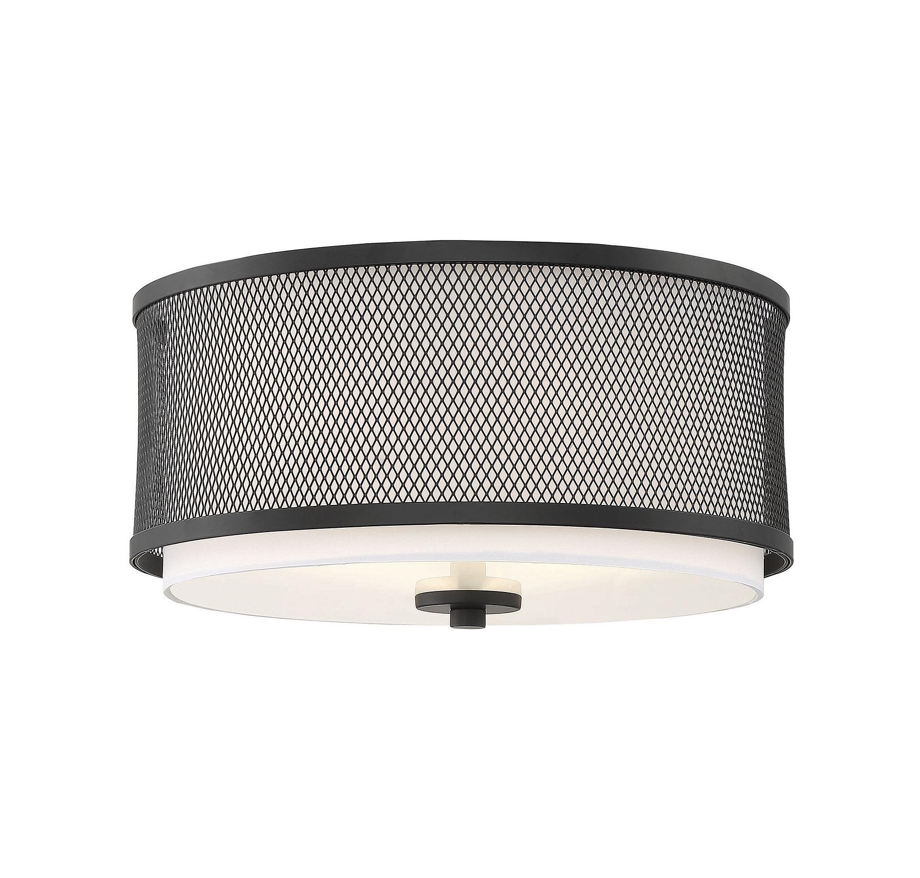 Matte Black Drum 3-Light Flush Mount Ceiling Light