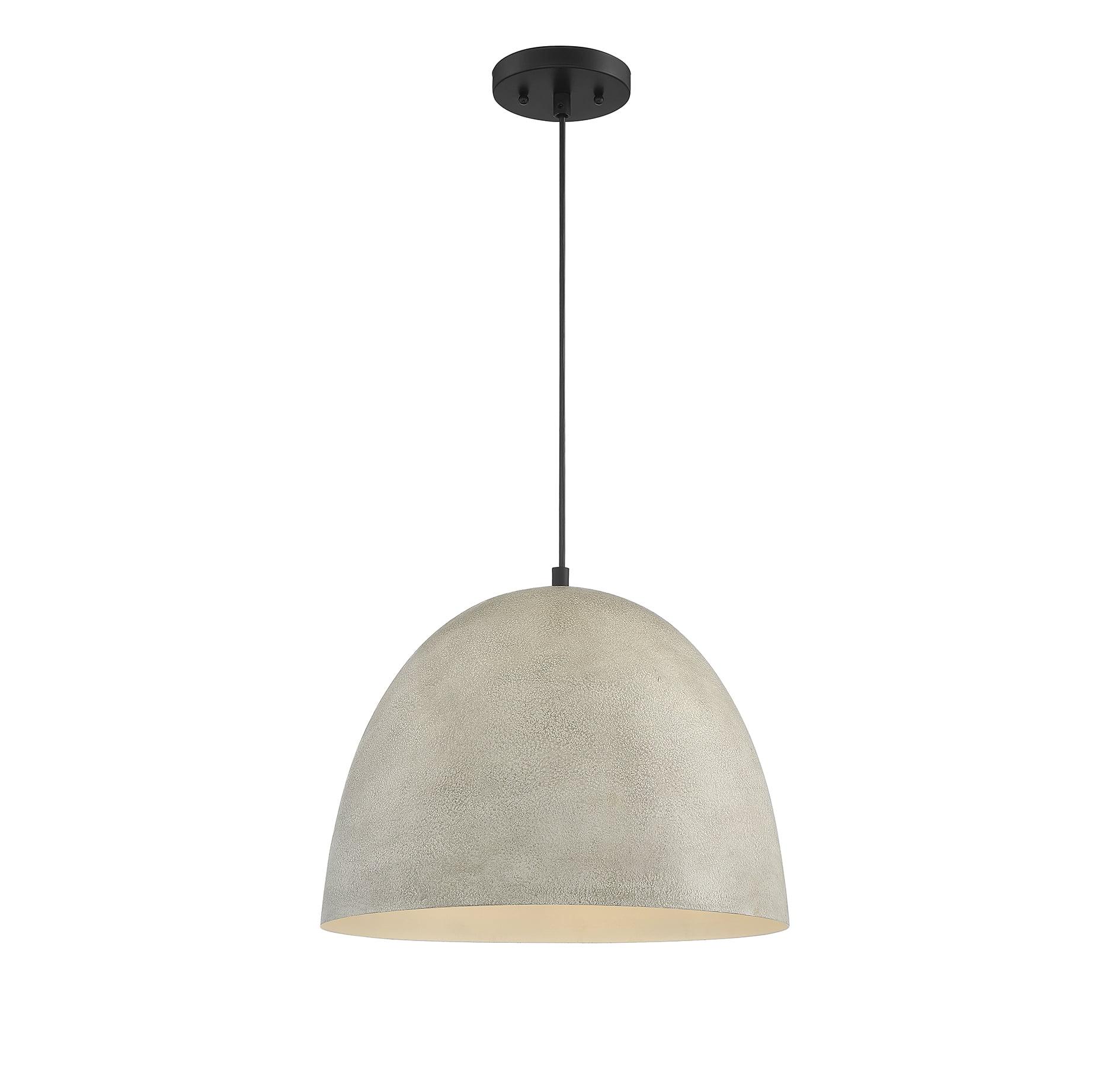 Meridian Rough Stone Bowl Pendant in Matte Black and Concrete