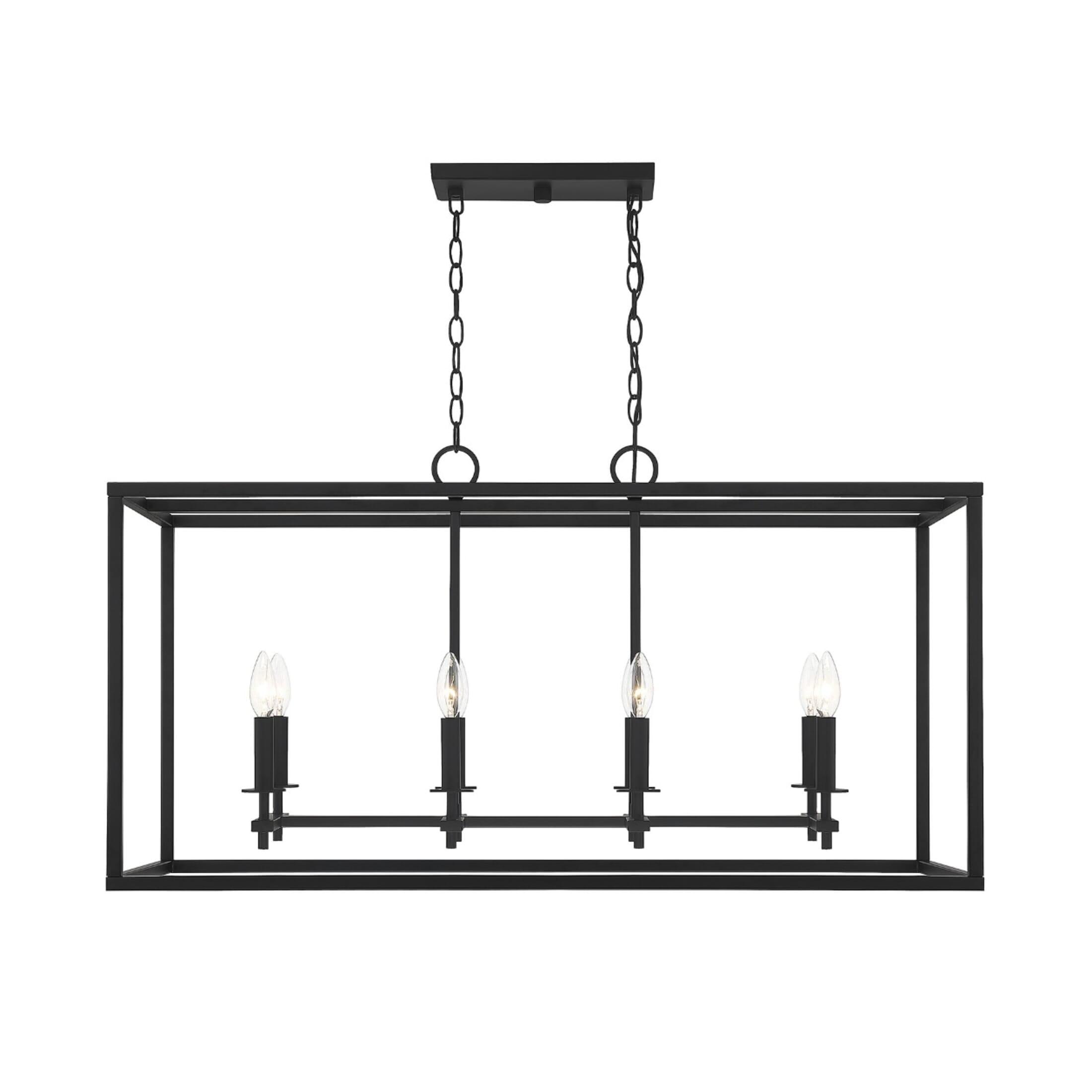 Matte Black 8-Light Outdoor Linear Chandelier by Meridian