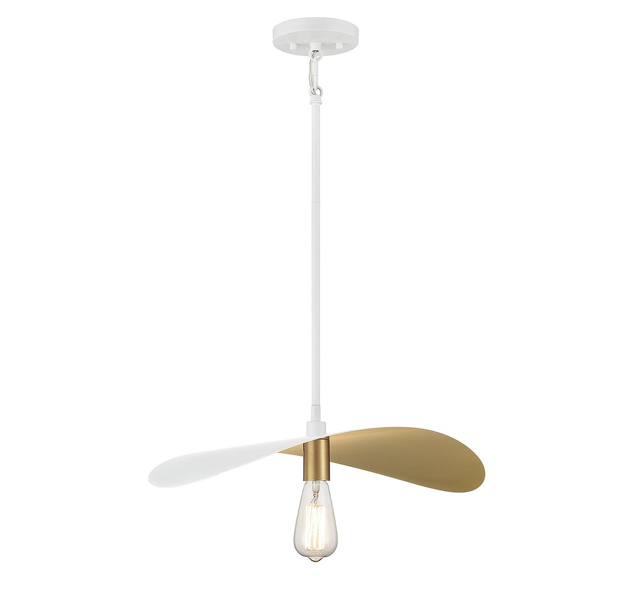 White and Gold Adjustable Metal Pendant Light