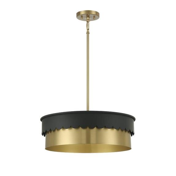 Trade Winds Suzy 4-Light Pendant in Matte Black and Natural Brass