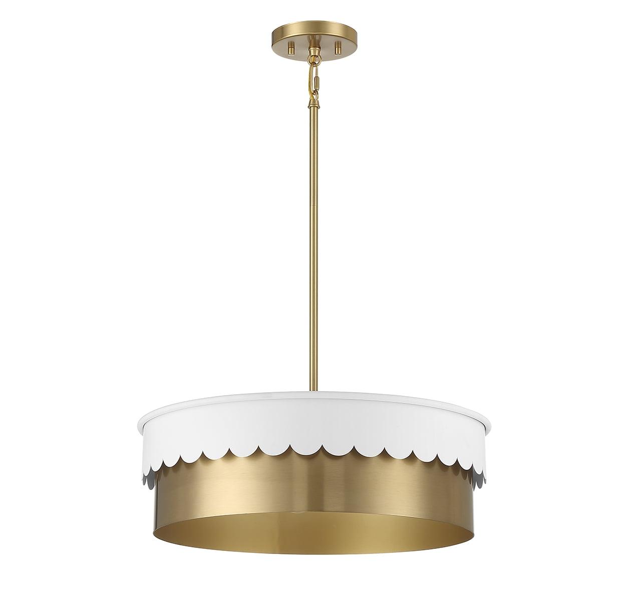 Trade Winds Suzy 4 Light Pendant in White and Natural Brass