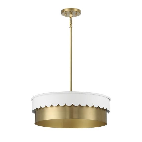 Trade Winds Suzy 4-Light Pendant in White and Natural Brass