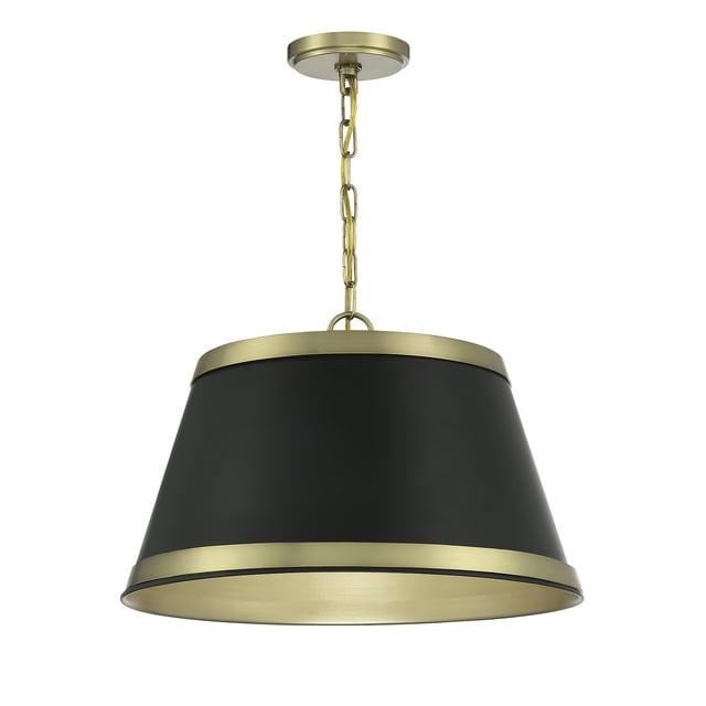 Trade Winds Taryn 3-Light Pendant in Matte Black with Natural Brass
