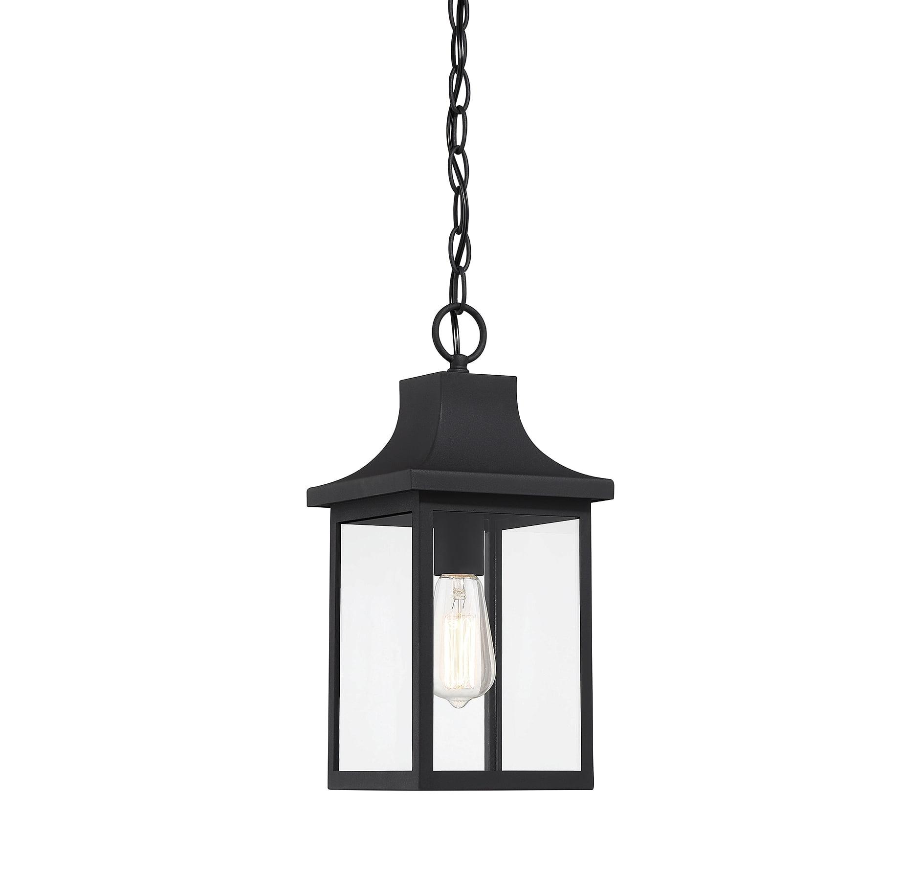 Black Glass 1-Light Outdoor Hanging Lantern