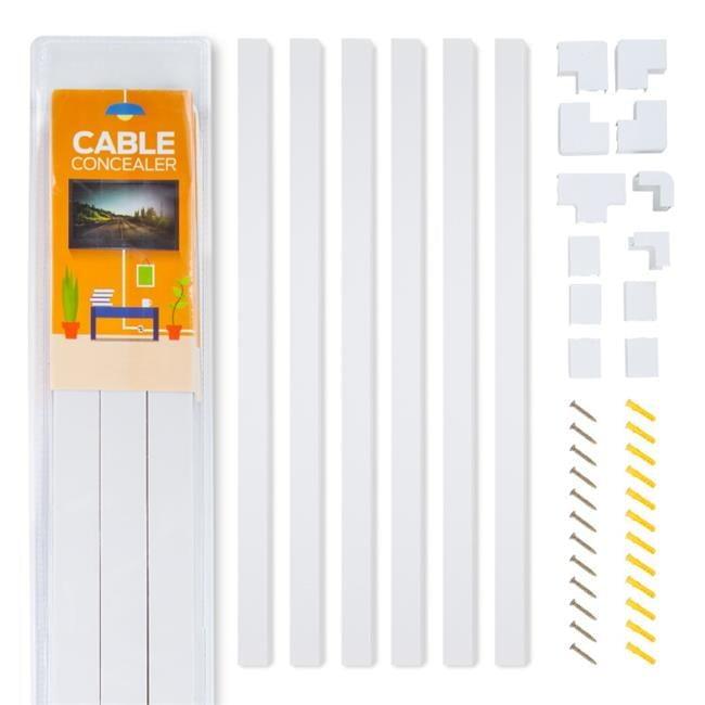 Set of Six 25-inch Cord Covers – 150-inch Total On-Wall Cable Management Kit for Wall-Mounted TV or Computer Cables by Simple Cord (White)