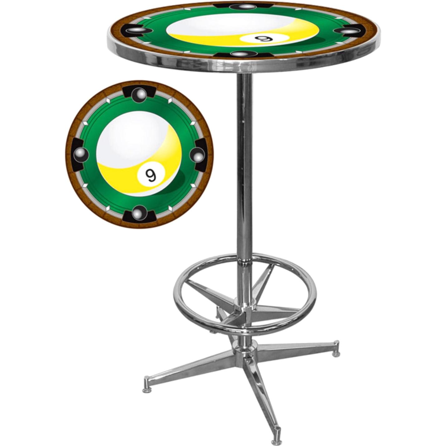 27'' Light Wood Composite Round Bar Height Pub Table with Chrome Pedestal Base