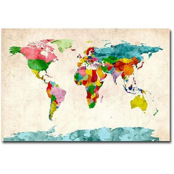 " Watercolor World Map " by Michael Tompsett