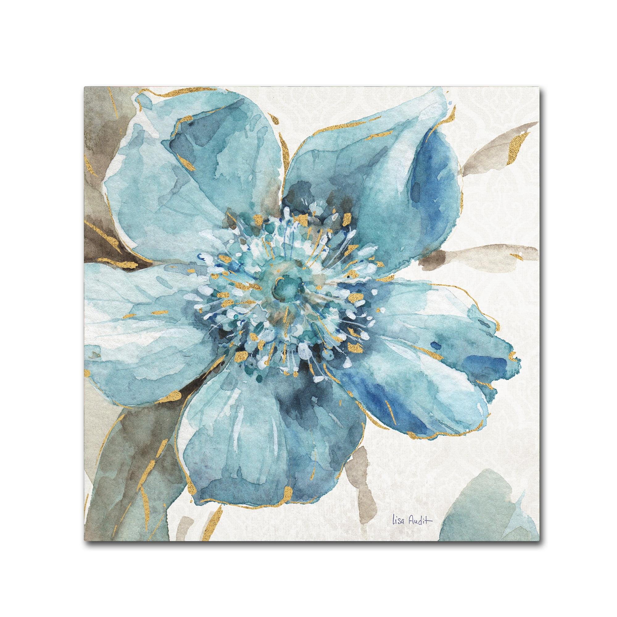 Lisa Audit Indigold VI Blue and Gold Floral Canvas Art