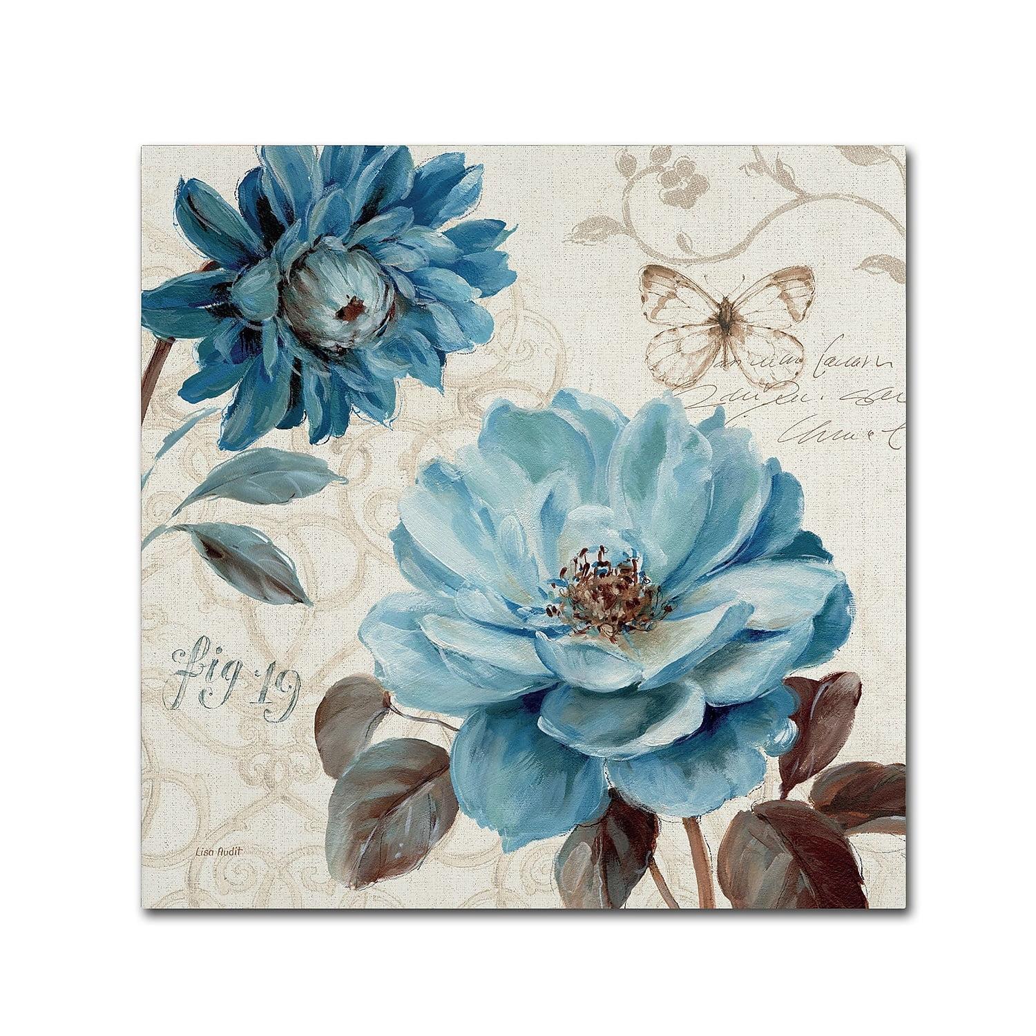 A Blue Note III 24'' x 24'' Blue Floral Canvas Painting