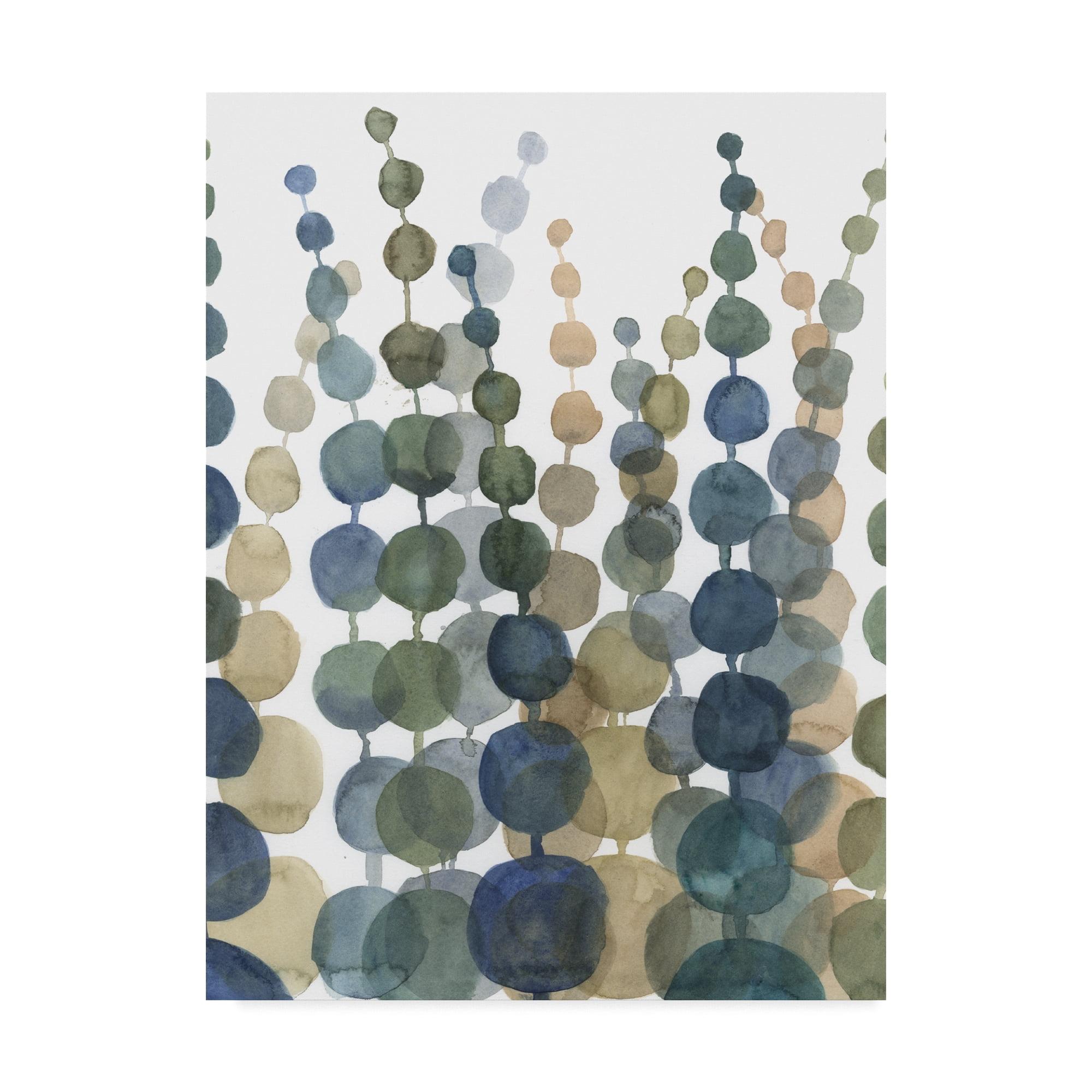 Modern Floral Blue and Green Canvas Wall Art, 24x32