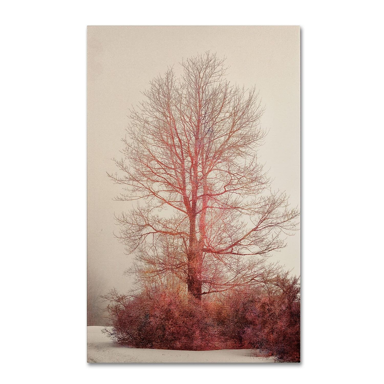 Winter Landscape Tree on Canvas Art in Beige and Red