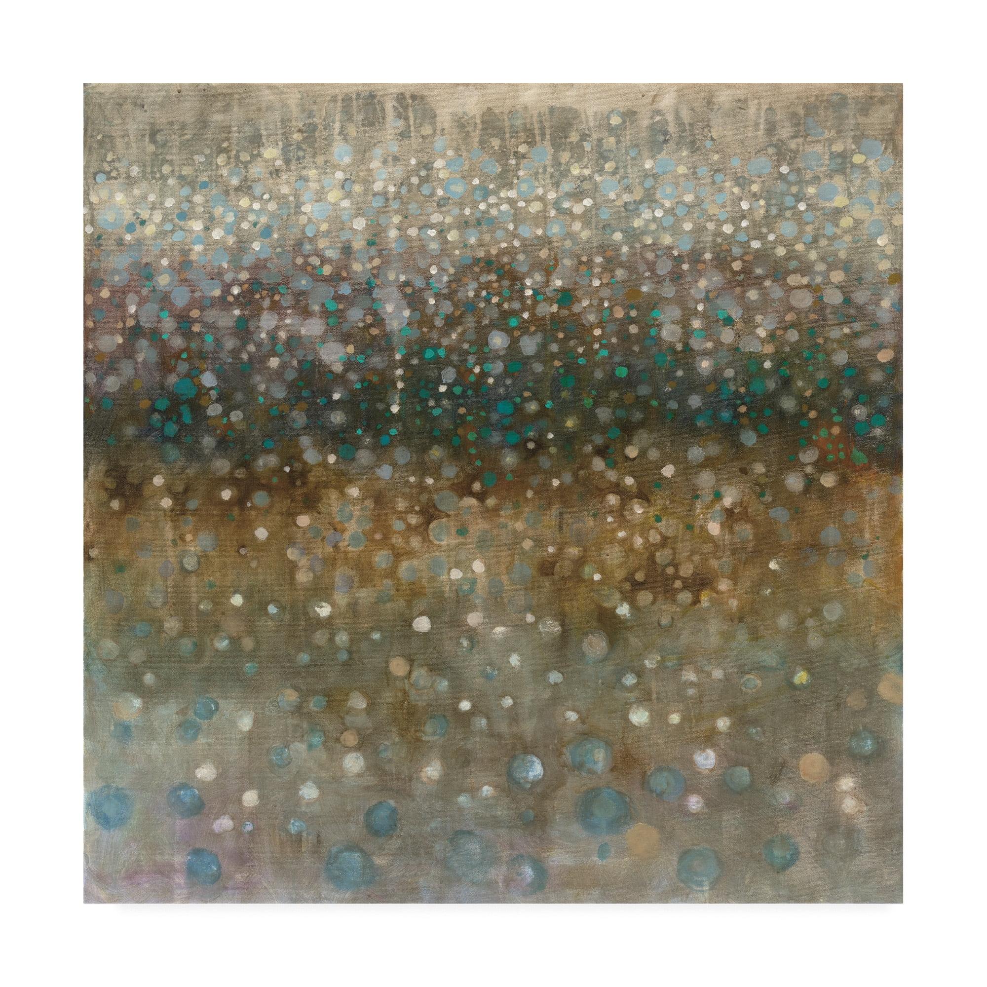 Abstract Rain Tan and Grey Canvas Art 14x14