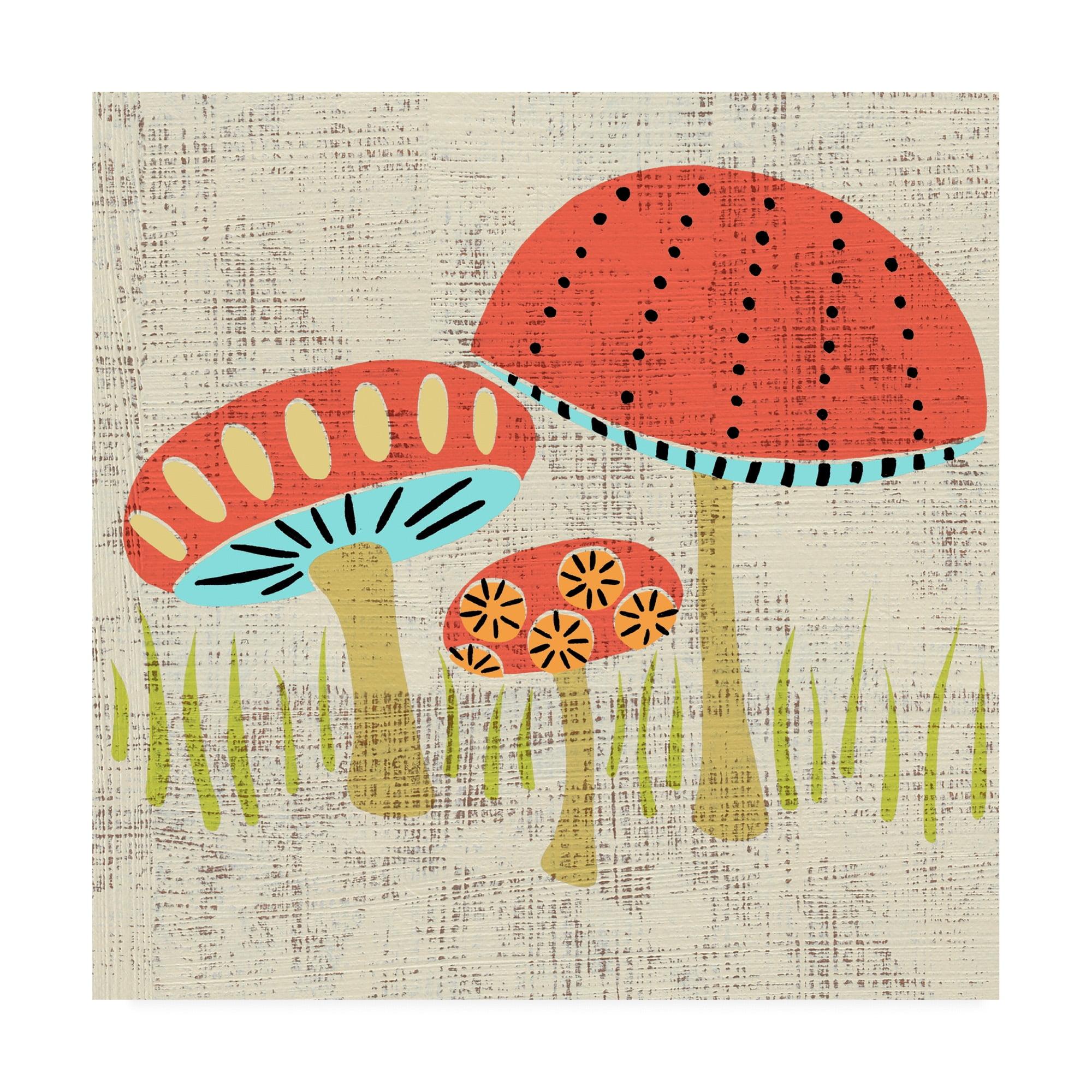 14" x 14" Red and Tan Mushroom Canvas Art