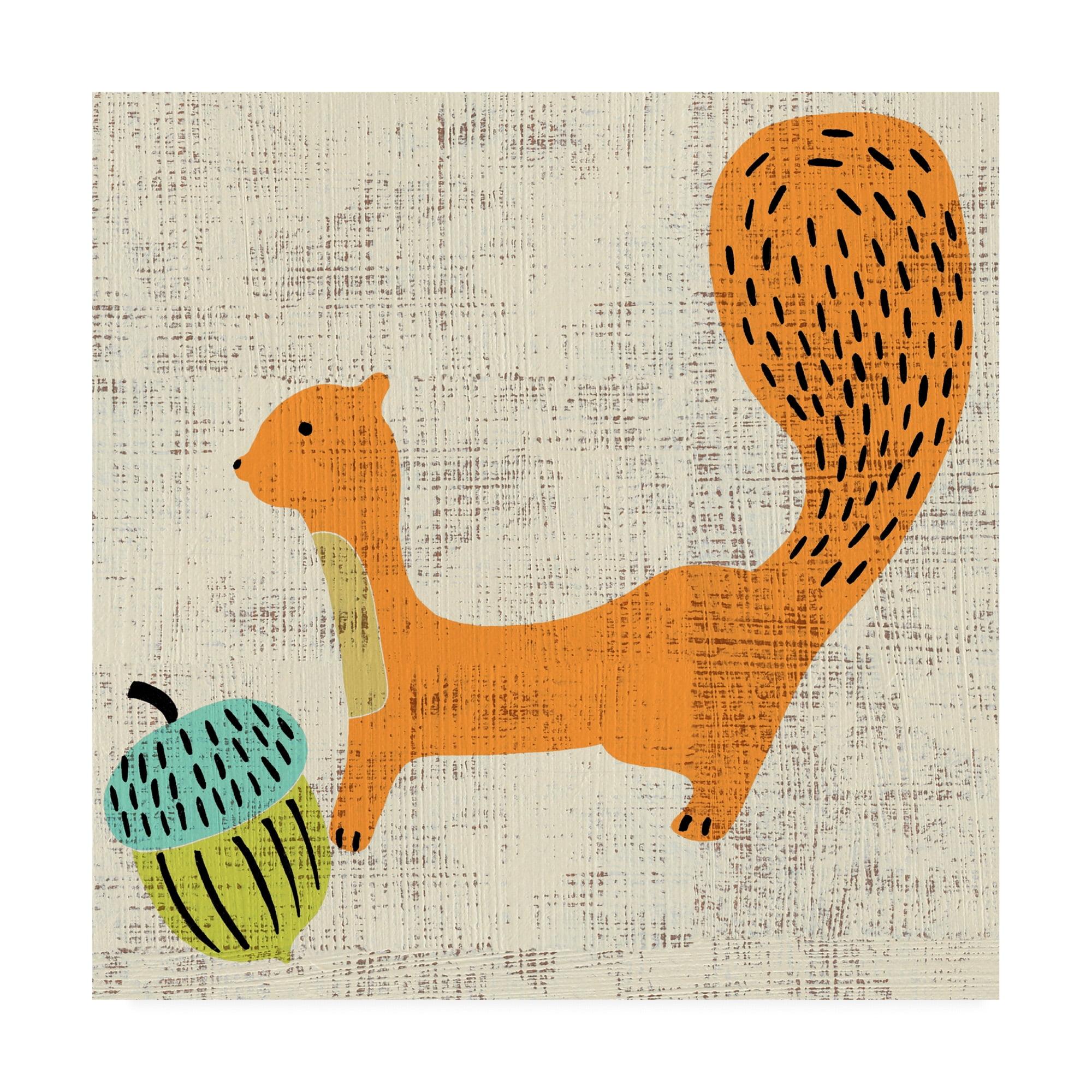 Adas Squirrel 24" x 24" Orange and Beige Canvas Art