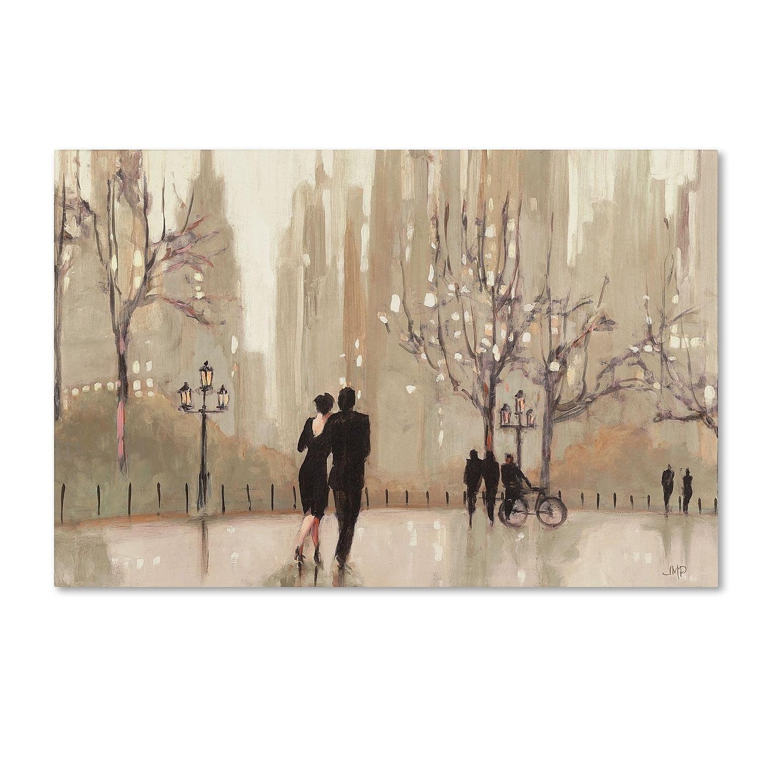 Evening Stroll Neutral Watercolor Wrapped Canvas Art